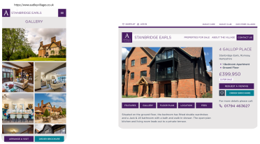 Audley villages website mockups on mobile and tablet