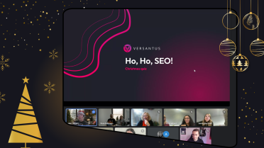 A festive virtual event titled 'Ho, Ho, SEO! Christmas Quiz' by Versantus